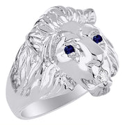 Rylos Lion Head Ring with Gemstone Eyes & Diamond Mouth – Fun Designer Rings in Sizes 6-13 in Sterling Silver