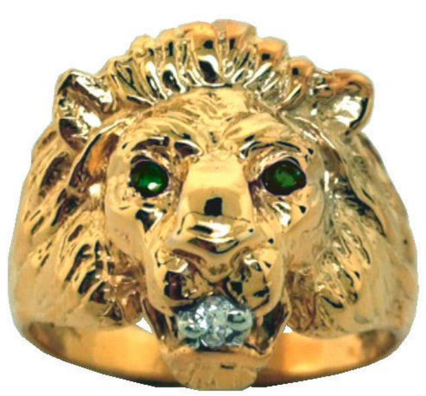 Rylos Diamond & Sapphire Lion Head Ring Sterling Silver or Gold Plated Silver