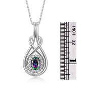 Rylos Matching Jewelry Sterling Silver Love Knot Set: Tennis Bracelet & Pendant Necklace. Gemstone & Diamonds, 7"-8" Adjustable Wrist, 18" Chain. 9X7MM & 7X5MM Birthstone Jewelry