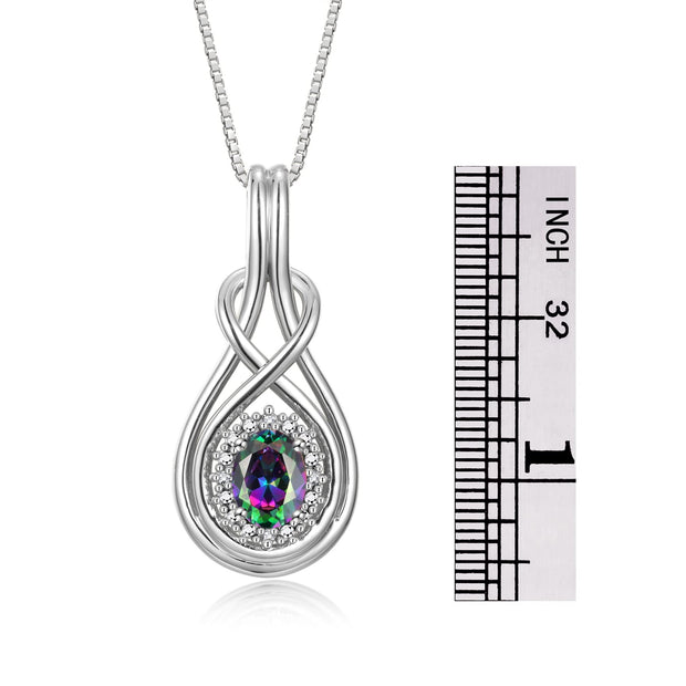 Rylos Matching Jewelry Sterling Silver Love Knot Set: Tennis Bracelet & Pendant Necklace. Gemstone & Diamonds, 7"-8" Adjustable Wrist, 18" Chain. 9X7MM & 7X5MM Birthstone Jewelry