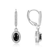 RYLOS Women's Sterling Silver Dangling Earrings - Oval Shape Gemstone & Diamonds - 6X4MM Birthstone Earrings - Exquisite Color Stone Jewelry