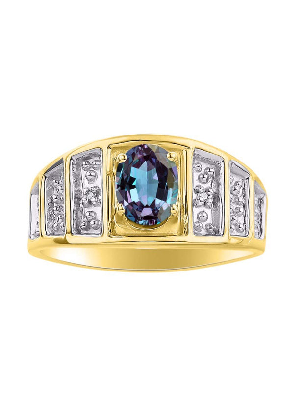 Rylos Classic Style Ring with 7X5MM Oval Gemstone & Diamond Accent  Elegant Birthstone Jewelry for Women and in Yellow Gold Plated Silver  Available in Sizes 5-10