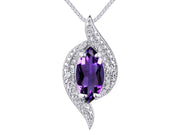 Rylos 14K White Gold Designer Necklace: Marquise Gemstone & Diamond Pendant, 18" Chain, 10X5MM Birthstone, Women's Elegant Jewelry