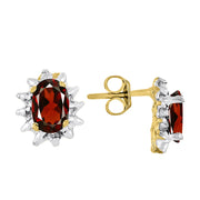 Rylos Matching Jewelry For Women 14K Yellow Gold - January Birthstone- Ring, Earrings & Necklace - Garnet 6X4MM Color Stone Gemstone Jewelry For Women Gold Jewelry