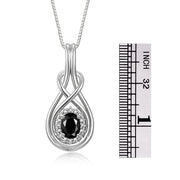 Rylos Matching Jewelry Sterling Silver Love Knot Set: Tennis Bracelet & Pendant Necklace. Gemstone & Diamonds, 7"-8" Adjustable Wrist, 18" Chain. 9X7MM & 7X5MM Birthstone Jewelry