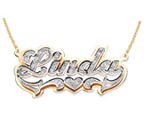 RYLOS Necklaces For Women Gold Necklaces for Women & Men Sterling Silver or Yellow Gold Plated Silver Personalized Diamond Double Nameplate With Shadow Necklace Special Order, Made to Order