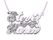 RYLOS Necklaces For Women Gold Necklaces for Women & Men 14K White Gold or Yellow Gold Personalized 2 Name Diamond Open Heart Nameplate Necklace 20MM Special Order, Made to Order Necklace