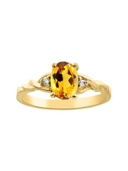 Rylos Timeless 14K Yellow Gold Birthstone Ring - 7X5MM Oval Gemstone & Sparkling Diamonds - Women's Jewelry, Sizes 5-10