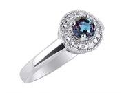 Rylos 14K White Gold Halo Ring with Round 4MM Gemstone & Diamonds  Exquisite Color Stone Birthstone Jewelry for Women  Available in Sizes 5-10