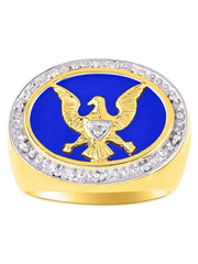 Rylos Mens Rings Yellow Gold Plated Silver Designer Patriotic Eagle USA Ring With Diamonds and Onyx, Quartz, or Tiger Eye ; Rings For Men Men's Rings Silver Rings Sizes 8,9,10,11,12,13 Mens Jewelry