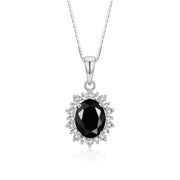 RYLOS Women's Sterling Silver Princess Diana Ring & Pendant Set. Gemstone & Diamonds, 9X7MM Birthstone. Matching Friendship Jewelry, Sizes 5-10.