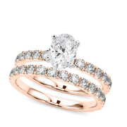 Rylos 14K White/Rose/Yellow Gold Oval Cut Engagement Ring + Wedding Band set | Certified Lab Grown Diamonds | VS-SI Quality | Available in Size 5-10