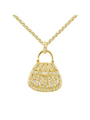 Rylos Great Conversation Starter Diamond Designer Purse Necklace in 14K Yellow Gold or 14K White Gold with 18" Solid Gold Chain