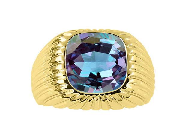 Rylos Gorgeous 12MM Alexandrite or Aquamarine in Yellow Gold Plated Silver Sizes 8-13