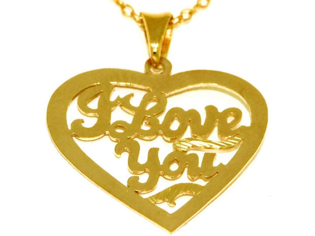 Rylos Necklaces For Women Gold Necklaces for Women & Men 14K Yellow Gold or White GoldSpecial Order, Made to Order I LOVE YOU Heart Pendant Hand Carved Necklace