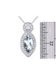 Rylos Sterling Silver Designer Necklace: Marquise Gemstone & Diamond Pendant, 18" Chain, 10X5MM Birthstone, Women's Elegant Jewelry