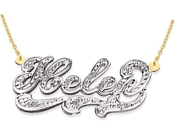 Rylos Necklaces For Women Gold Necklaces for Women & Men 925 Yellow Gold Plated Silver or Sterling Silver Personalized 0.15 Carat Diamond Nameplate Necklace Special Order, Made to Order Necklace