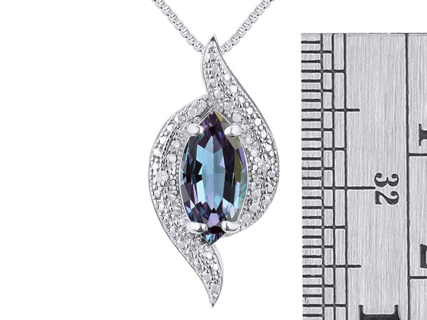 Rylos 14K White Gold Designer Necklace: Marquise Gemstone & Diamond Pendant, 18" Chain, 10X5MM Birthstone, Women's Elegant Jewelry