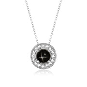 Rylos 14K White Gold Halo Designer Necklace: Gemstone & Diamond, 18" Chain, 4MM Birthstone, Women's Elegant Jewelry