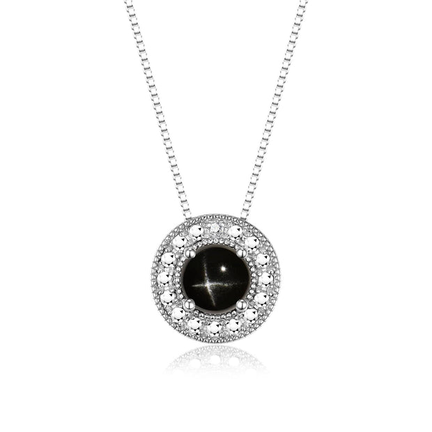 Rylos Halo Designer Necklace: Gemstone & Diamond, 18" Chain, 4MM Birthstone, Sterling Silver Women's Elegant Jewelry