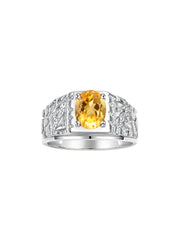 Rylos Men's Rings Designer Nugget Ring: Oval 9X7MM Gemstone & Sparkling Diamonds - Color Stone Birthstone Rings for Men, Yellow Gold Plated Silver Rings in Sizes 8-13. Mens Jewelry