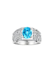 Rylos Men's Rings Designer Nugget Ring: Oval 9X7MM Gemstone & Sparkling Diamonds - Color Stone Birthstone Rings for Men, Sterling Silver Rings in Sizes 8-13. Mens Jewelry