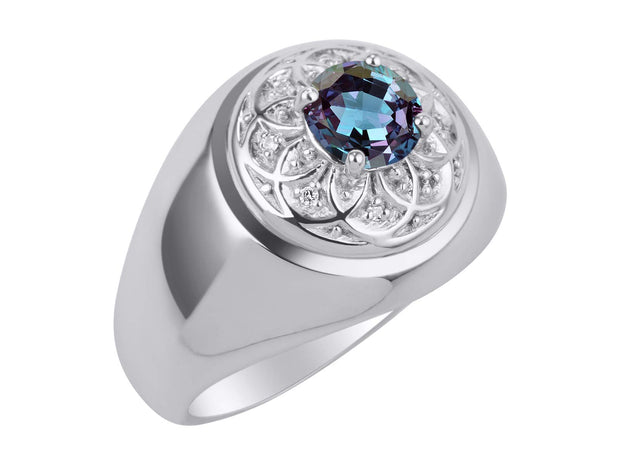 Rylos Men's Designer Gypsy Ring with 7MM Round Gemstone & Diamond  Birthstone Rings in Sizes 8-13 in Sterling Silver