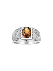 Rylos Men's Rings Designer Nugget Ring: Oval 9X7MM Gemstone & Sparkling Diamonds - Color Stone Birthstone Rings for Men, Sterling Silver Rings in Sizes 8-13. Mens Jewelry