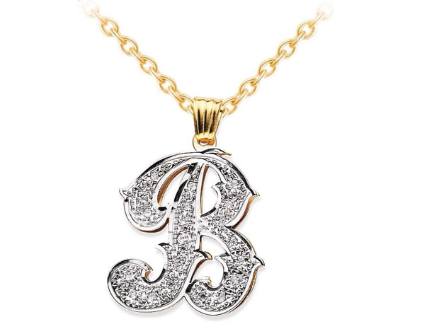 RYLOS Necklaces For Women Gold Necklaces for Women & Men 14K Yellow Gold or White Gold Personalized Diamond Initial Necklace Special Order, Made to Order With 18 inch chain. 20X15mm Necklace