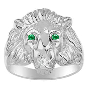 Rylos Lion Head Ring with Gemstone Eyes & Diamond Mouth – Fun Designer Rings in Sizes 6-13 in Sterling Silver