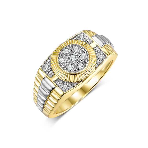 Rylos 14K Yellow Gold Designer Men's Ring, featuring a stunning 0.25 Carats of Diamonds, available in sizes 6-13