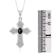 Rylos 14K White Gold Cross Necklace: Gemstone & Diamond Pendant - 7X5MM Birthstone - 18 Chain - Elegant Jewelry