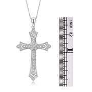 Rylos 14K Gold Diamond Cross Pendant Necklace - Timeless Antique Style, 18" Chain - Symbolic Faith and Grace in Women's Jewelry