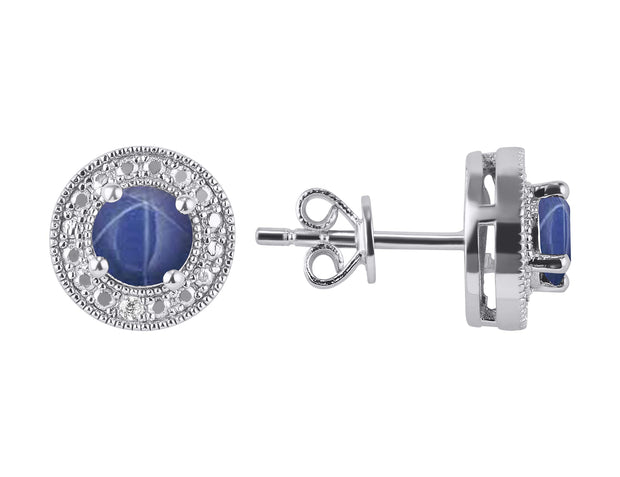 RYLOS 14K White Gold Halo Stud Earrings - 4MM Round Gemstone & Diamonds - Exquisite Birthstone Jewelry