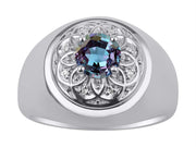 Rylos Men's Designer Gypsy Ring with 7MM Round Gemstone & Diamond  Birthstone Rings in Sizes 8-13 in Sterling Silver