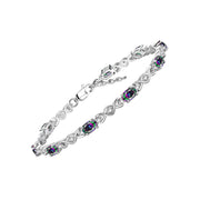 Rylos Matching Jewelry Hugs & Kisses Infinity Set: Sterling Silver Tennis Bracelet, Ring & Necklace. Gemstone & Diamonds, 7-8" Wrist & 18" Chain. 6X4MM Birthstone; Sizes 5-10