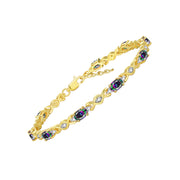 Rylos Matching Jewelry Hugs & Kisses Infinity Set: Yellow Gold Plated Silver Tennis Bracelet, Ring & Necklace. Gemstone & Diamonds, 7-8" Wrist & 18" Chain. 6X4MM Birthstone; Sizes 5-10