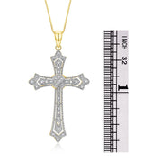 Rylos 14K Gold Diamond Cross Pendant Necklace - Timeless Antique Style, 18" Chain - Symbolic Faith and Grace in Women's Jewelry