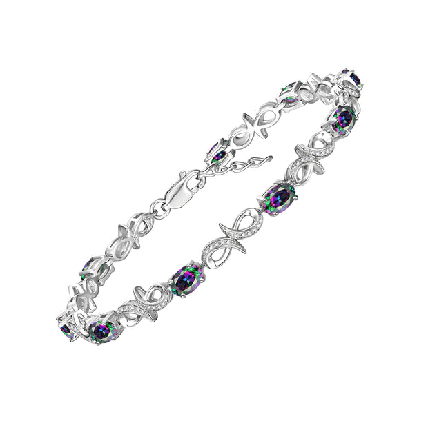 Rylos Bracelets for Women 925 Sterling Silver Infinity Tennis Bracelet Gemstone & Diamonds Adjustable to Fit 7"-8" Wrist, 9 Gorgeous 6X4MM Jewelry for Women Friendship Bracelets