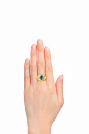 Rylos Hugs & Kisses XOXO Ring with 9X7MM Gemstone & Diamonds - Expressive Color Stone Jewelry for Women in Yellow Gold Plated Silver, Sizes 5-13