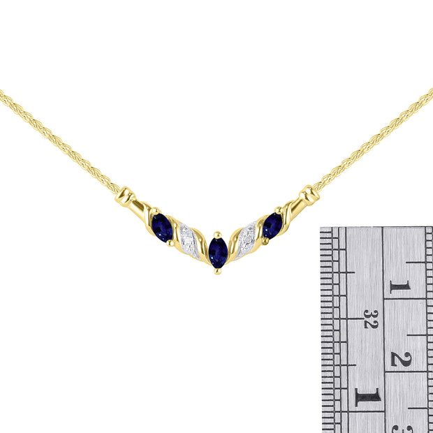 Rylos Stunning Classic Designer Necklace with Marquise Shape Gemstone & Diamonds in 14K Yellow Gold Silver .925 - With Adjustible Chain