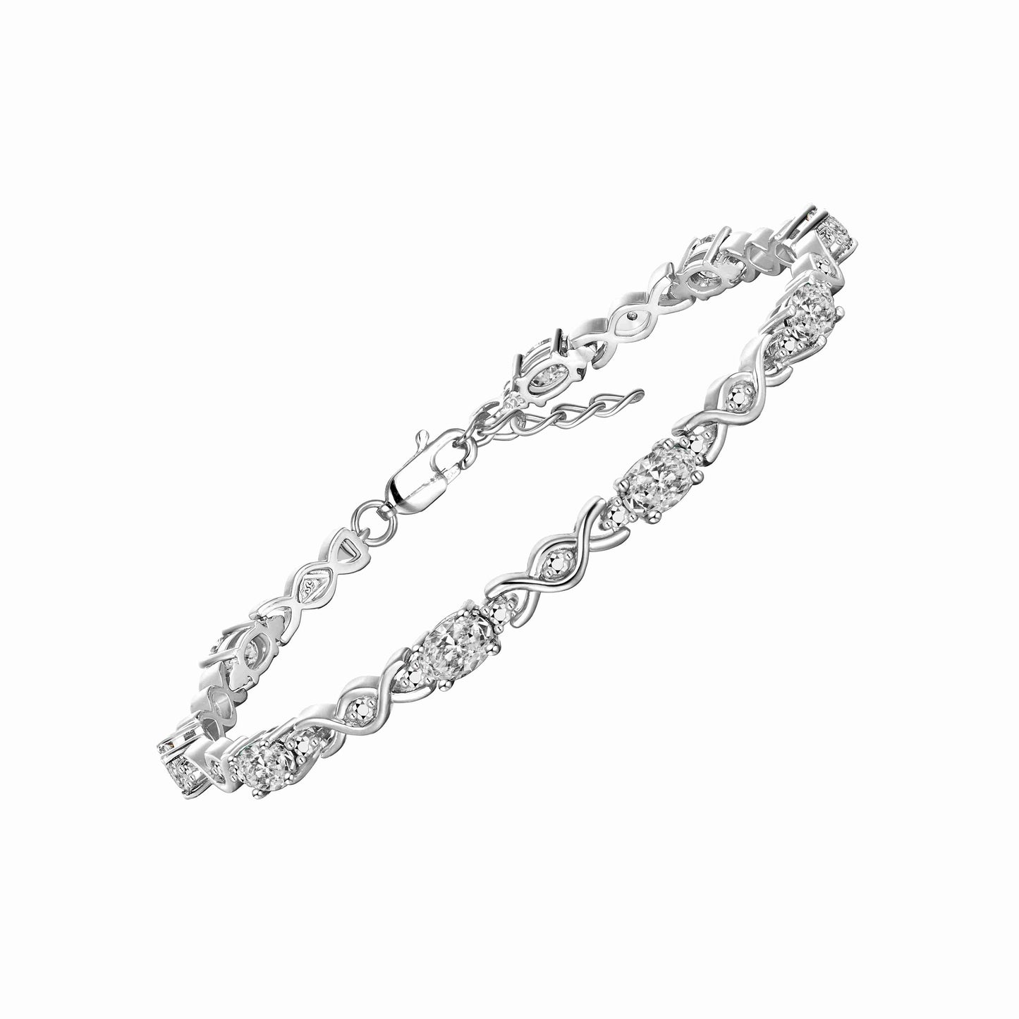 RYLOS Bracelets for Women 925 Sterling Silver XOXO Hugs & Kisses Tennis Bracelet Gemstone &  Diamonds Adjustable to Fit 7"-8" Wrist, 10 Gorgeous 6X4MM Jewelry for Women Friendship Bracelets
