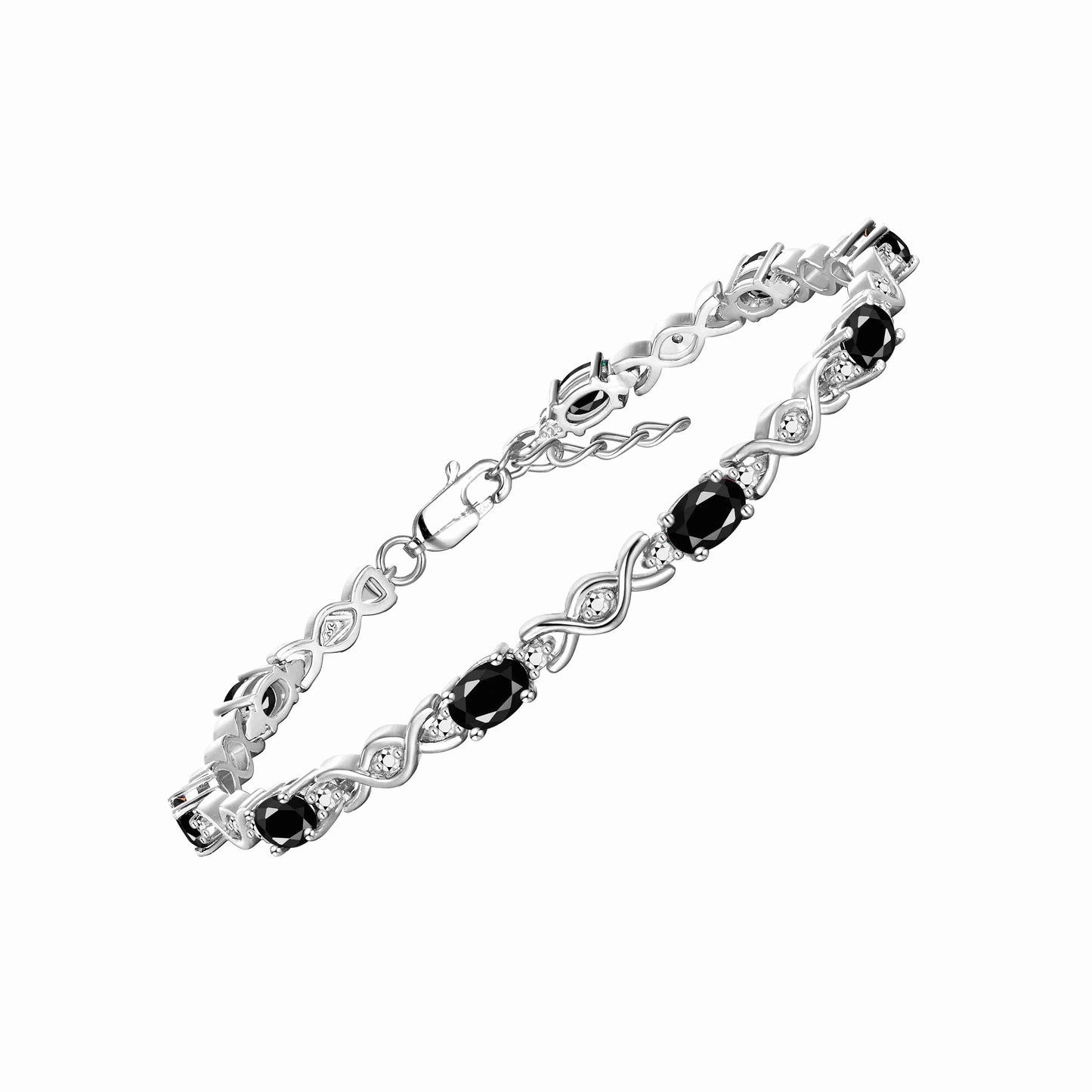 RYLOS Bracelets for Women 925 Sterling Silver XOXO Hugs & Kisses Tennis Bracelet Gemstone &  Diamonds Adjustable to Fit 7"-8" Wrist, 10 Gorgeous 6X4MM Jewelry for Women Friendship Bracelets