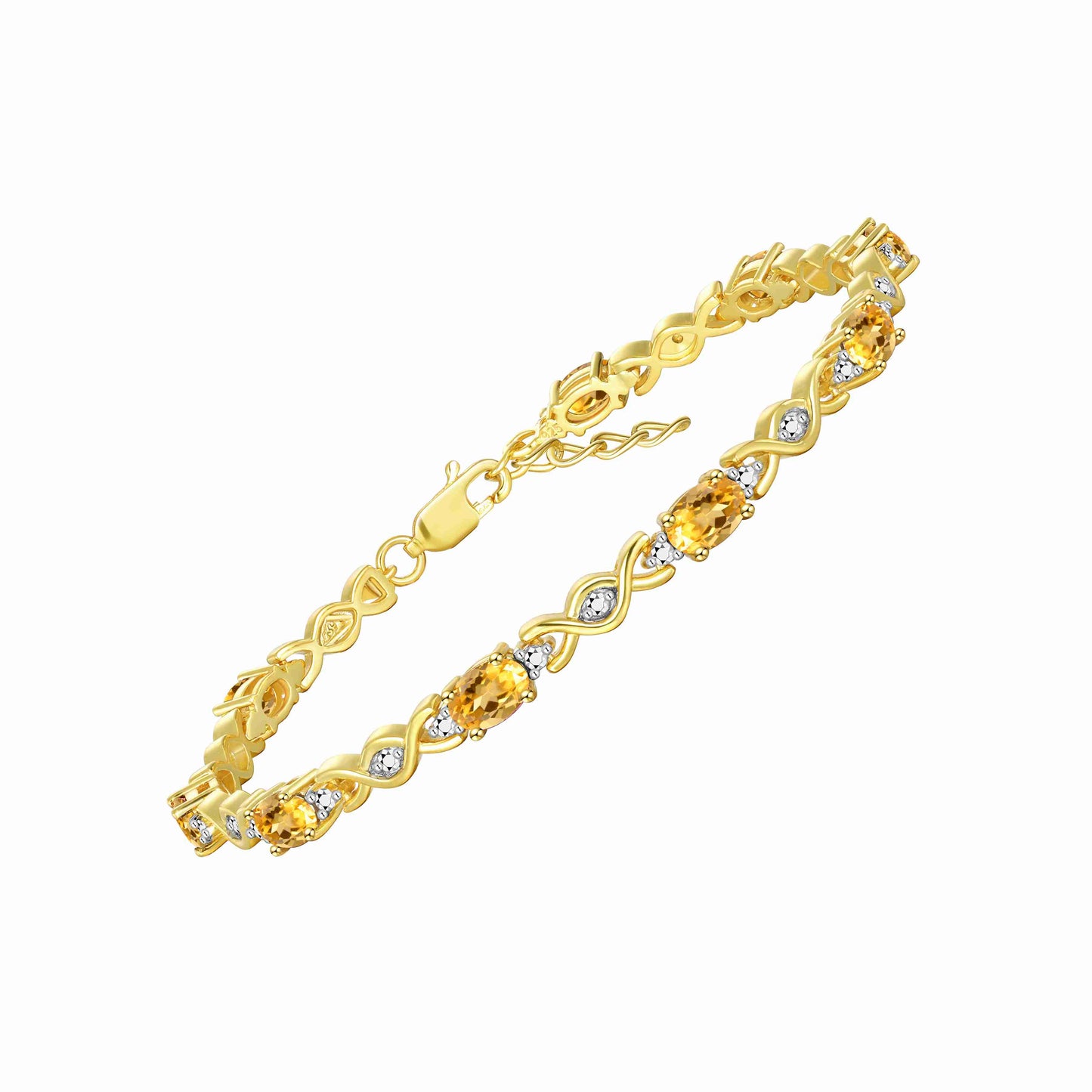 RYLOS Bracelets for Women Yellow Gold Plated Silver XOXO Hugs & Kisses Tennis Bracelet Gemstone &  Diamonds Adjustable to Fit 7"-8" Wrist, 10 Gorgeous 6X4MM Jewelry for Women Friendship Bracelets