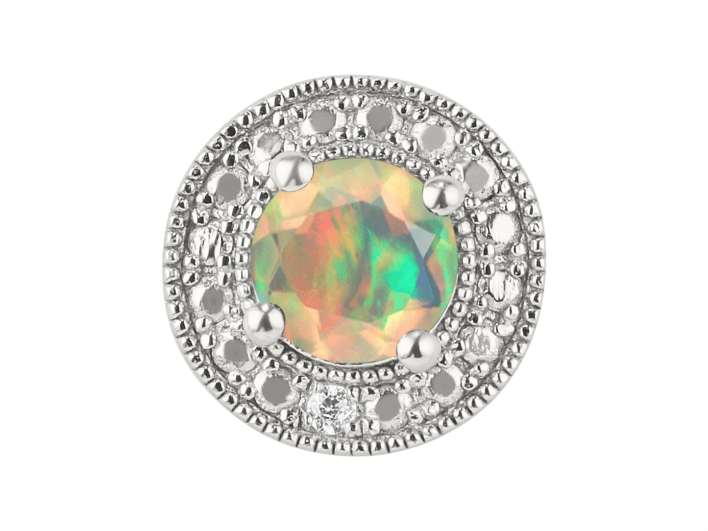 RYLOS Sterling Silver Halo Stud Earrings - 4MM Round Gemstone & Diamonds - Exquisite Birthstone Jewelry