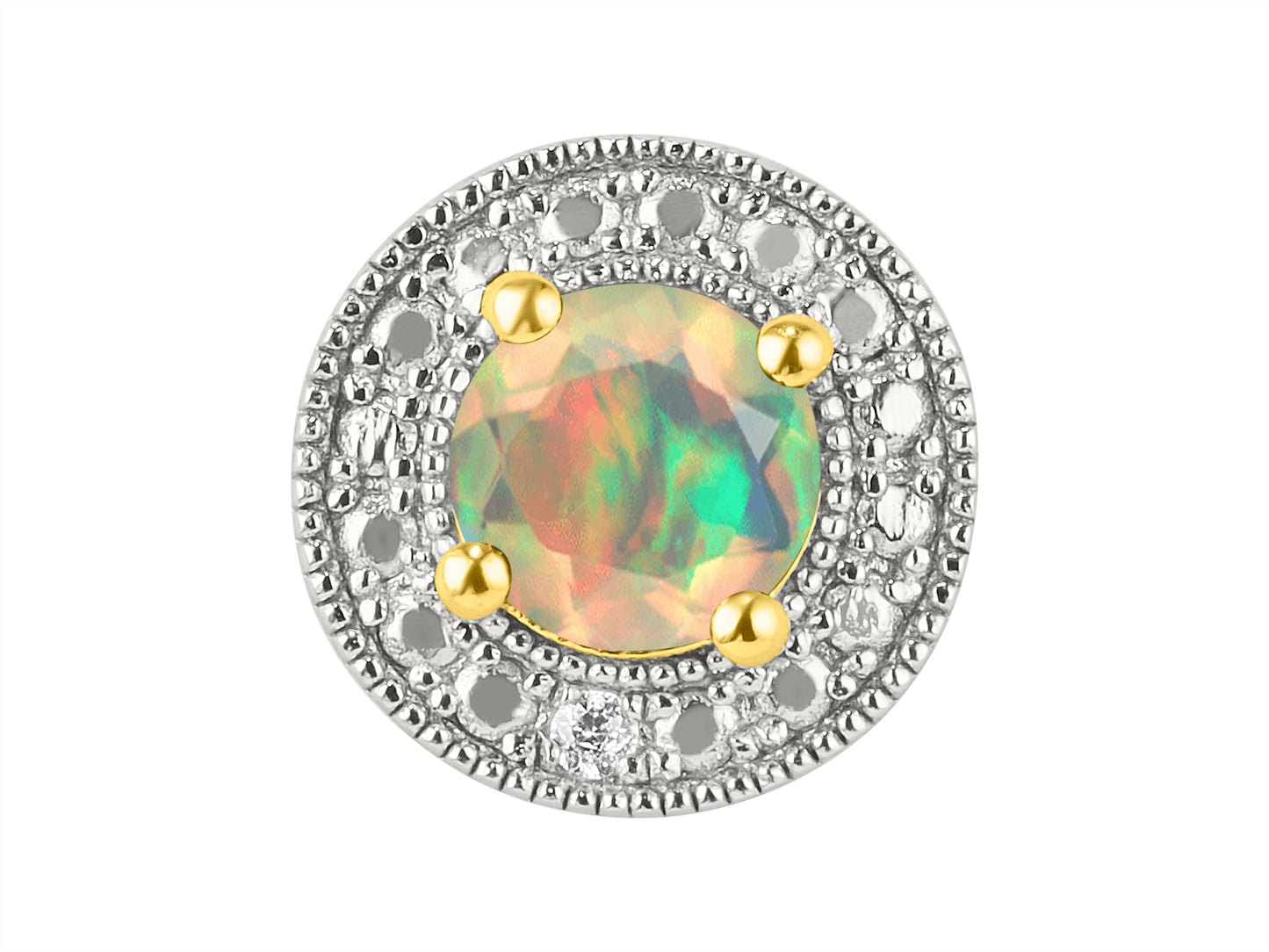 RYLOS 14K Yellow Gold Halo Stud Earrings - 4MM Round Gemstone & Diamonds - Exquisite Birthstone Jewelry