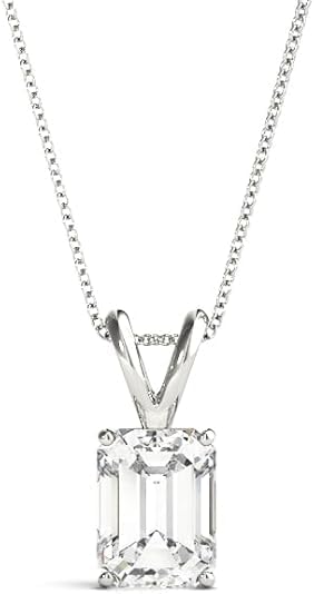 The Diamond Deal 2–5 Carat Lab-Grown Diamond Solitaire Pendant Necklace in 14K White or Rose Gold with 18 Inch Gold Chain