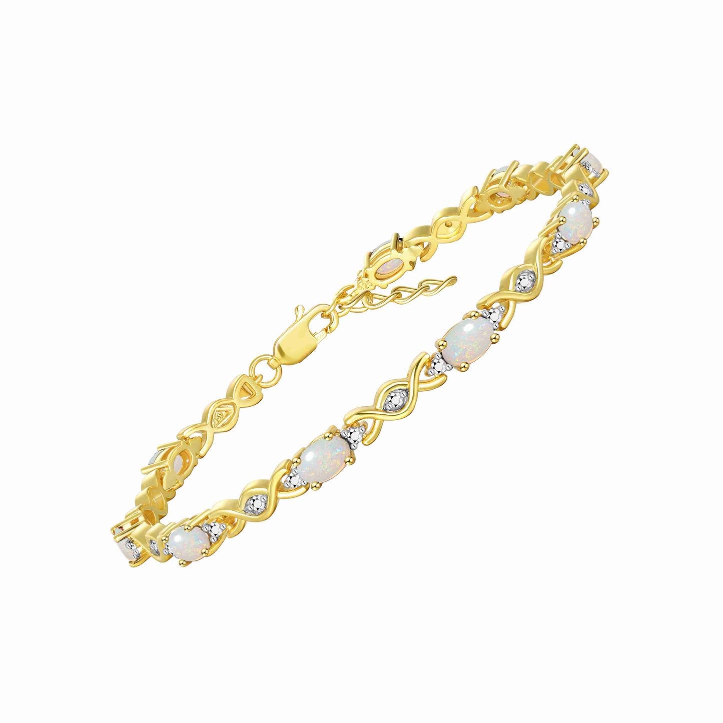 RYLOS Bracelets for Women Yellow Gold Plated Silver XOXO Hugs & Kisses Tennis Bracelet Gemstone &  Diamonds Adjustable to Fit 7"-8" Wrist, 10 Gorgeous 6X4MM Jewelry for Women Friendship Bracelets