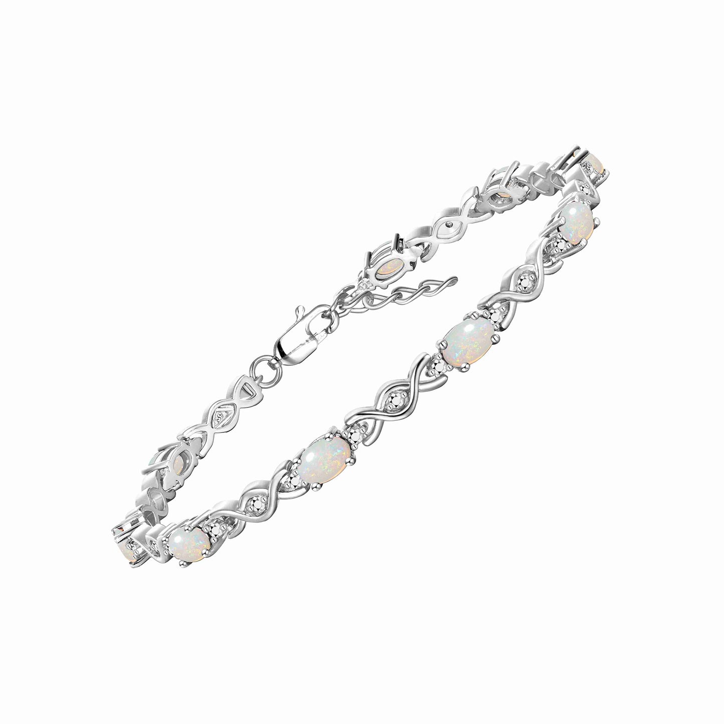 RYLOS Bracelets for Women 925 Sterling Silver XOXO Hugs & Kisses Tennis Bracelet Gemstone &  Diamonds Adjustable to Fit 7"-8" Wrist, 10 Gorgeous 6X4MM Jewelry for Women Friendship Bracelets