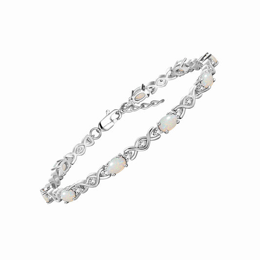 RYLOS Bracelets for Women 925 Sterling Silver XOXO Hugs & Kisses Tennis Bracelet Gemstone &  Diamonds Adjustable to Fit 7"-8" Wrist, 10 Gorgeous 6X4MM Jewelry for Women Friendship Bracelets